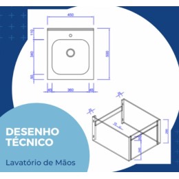 Lavatório de Mãos em Aço Inox com Acionamento por coxa – Construinox